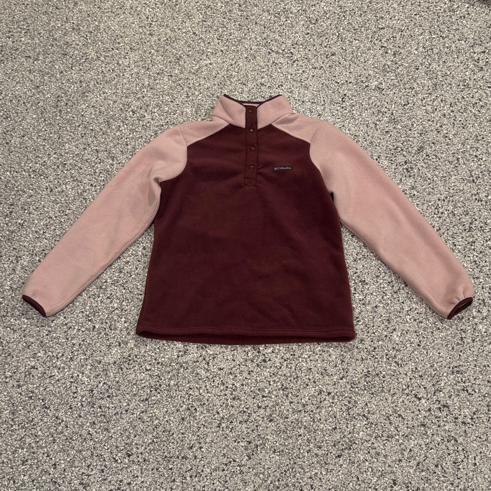 Columbia Women’s Maroon and Light Pink Fleece Pullover